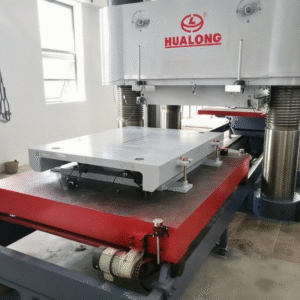 Guided pot bearing mounted on testing machine – ready for load and displacement performance test