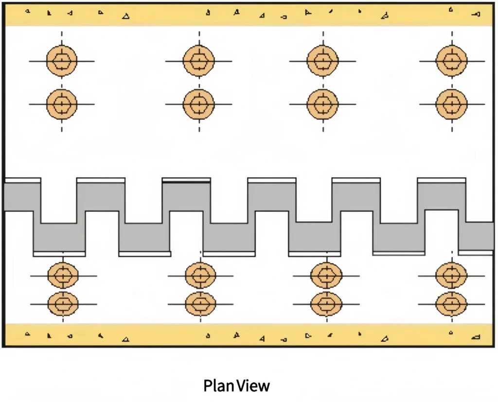 Finger Bridge Expansion Joint Plan View Drawing, Steel Finger Plate Joint Top View Structure Diagram