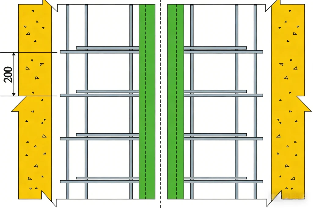 Guchen Plan View of Anchor Rebar Arrangement for Strip Seal Bridge Expansion Joint | 200mm Spacing Rebar Layout