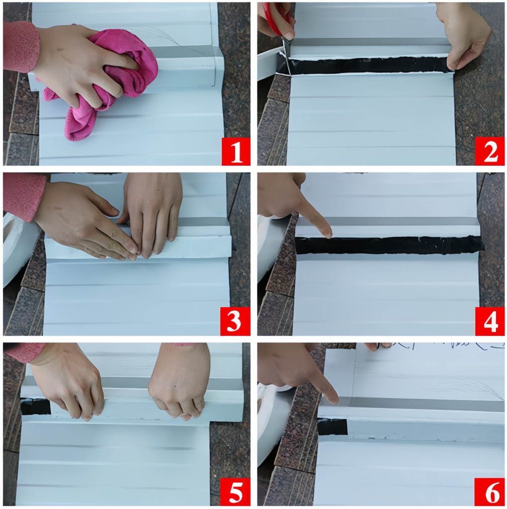 Steps for applying butyl tape on color steel roof – 6 step installation guide for metal roof sealing
